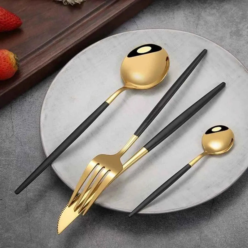 Luxy Gold Cutlery Set – 24 Pieces by Velaro™