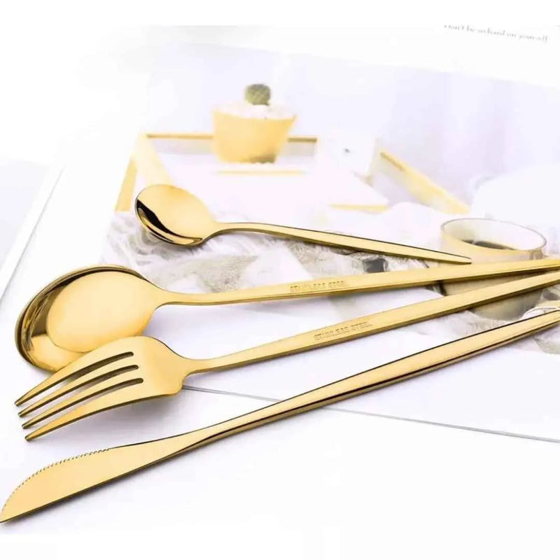 Luxy Gold Cutlery Set – 24 Pieces by Velaro™