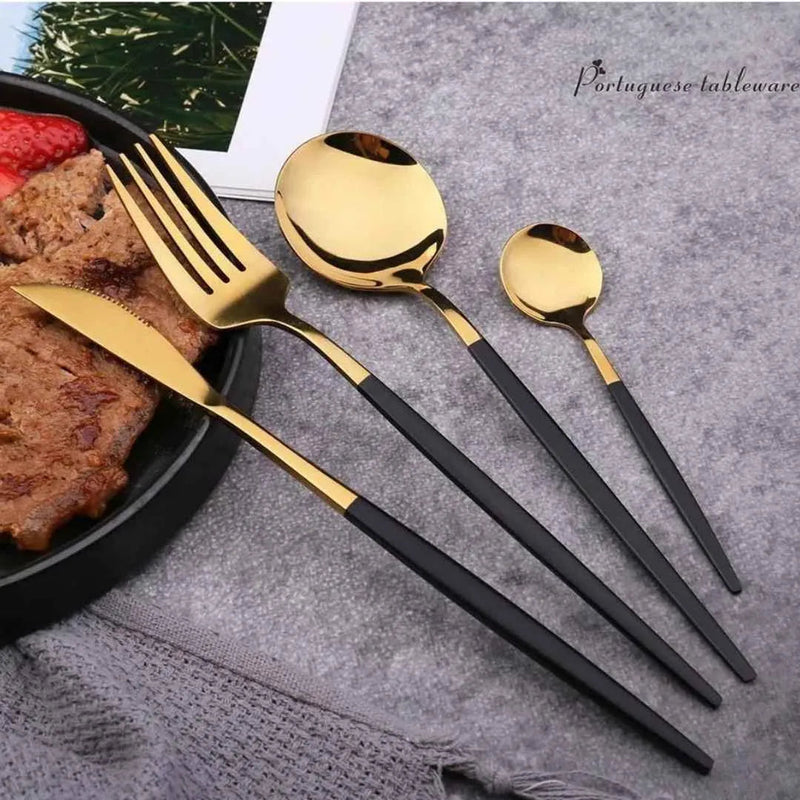 Luxy Gold Cutlery Set – 24 Pieces by Velaro™