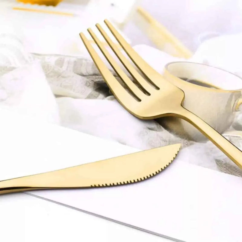 Luxy Gold Cutlery Set – 24 Pieces by Velaro™